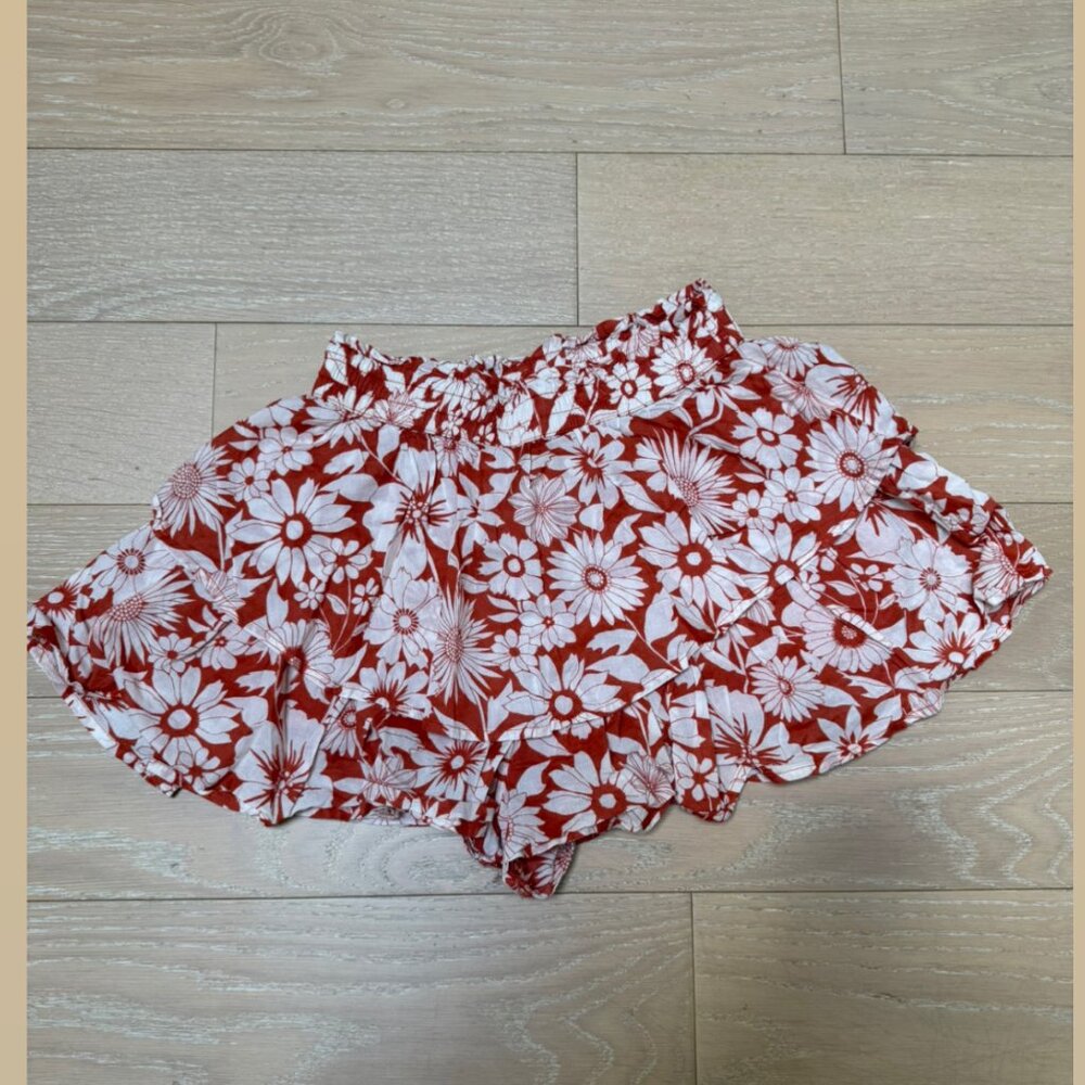 American Eagle Skort (Orange, White Floral) - Size XS